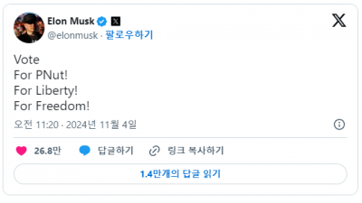 일론 머스크의 관심 끌며 주목받는 밈 코인 ‘피넛(Pnut)’