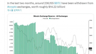 비트코인 고래, 거래소서 236K BTC 인출