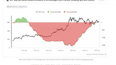 비트코인 매수벽, 매도벽 중화할 정도로 강력
