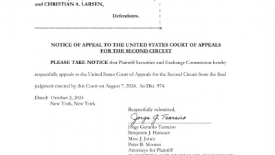 SEC, 리플 판결에 항소, XRP 가격 급락