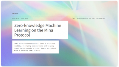 미나 프로토콜(MINA), 머신러닝 분야 확장 박차