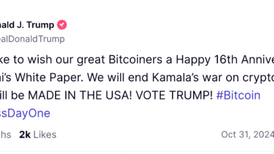 비트코인 백서 16주년…트럼프의 축하를 받다