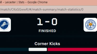 영국 챔피언쉽 전 경기 코너킥 오버